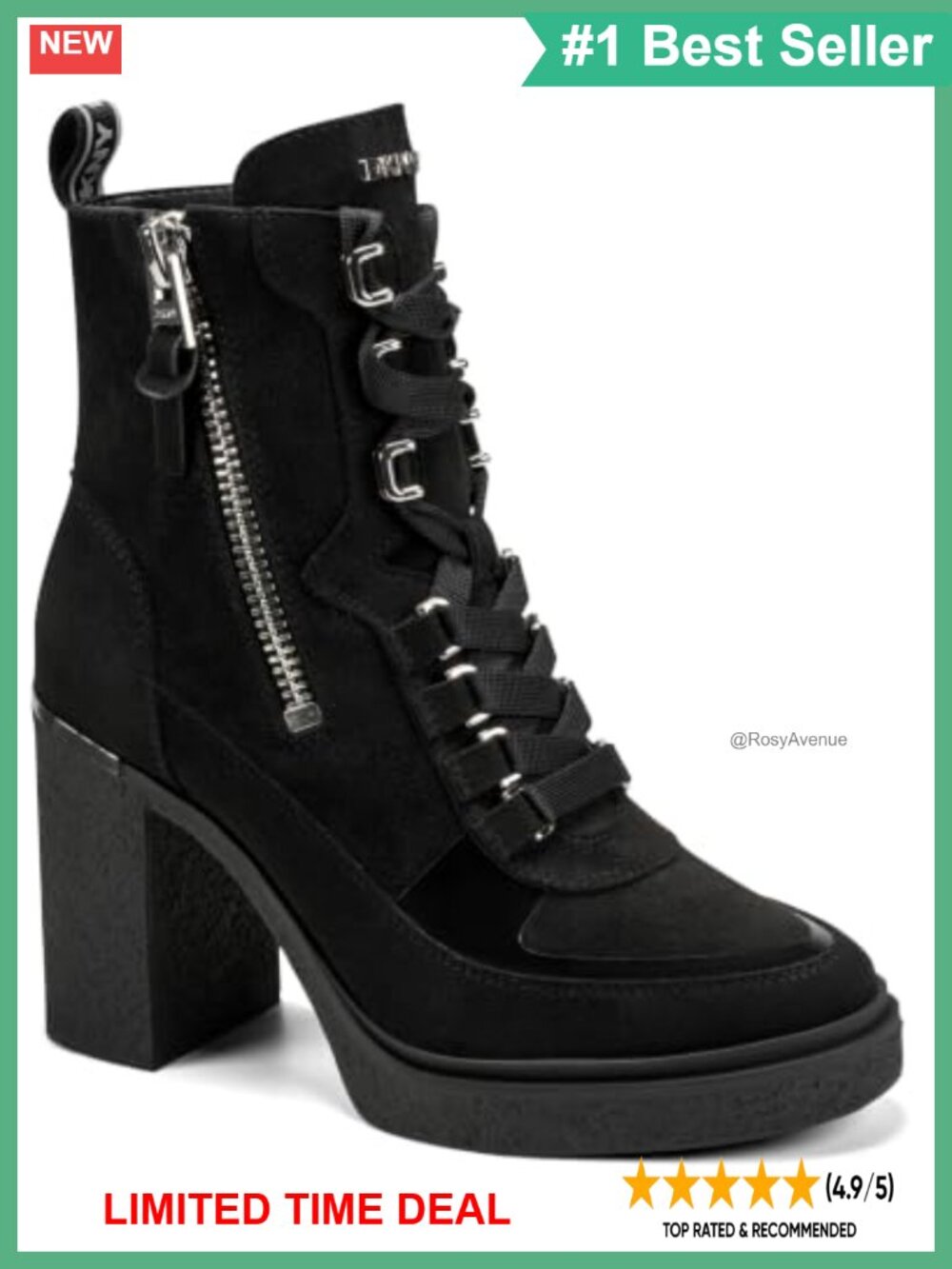 Platform Combat Boot With Block Heel Almond Toe Canvas Ankle Boot